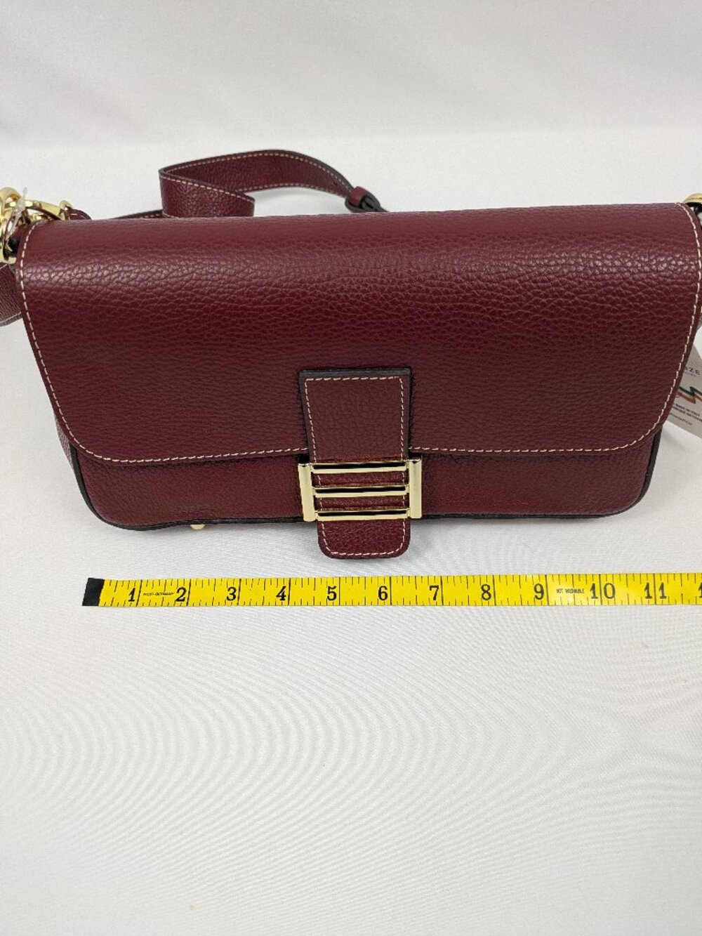 Divina Firenze genuine Italian leather Crossbody Flap Baguette - Picture 8 of 12